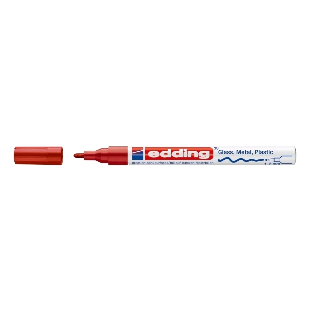 Marker permanent Edding 751 cu vopsea  corp metalic  varf rotund  1-2 mm  rosu
