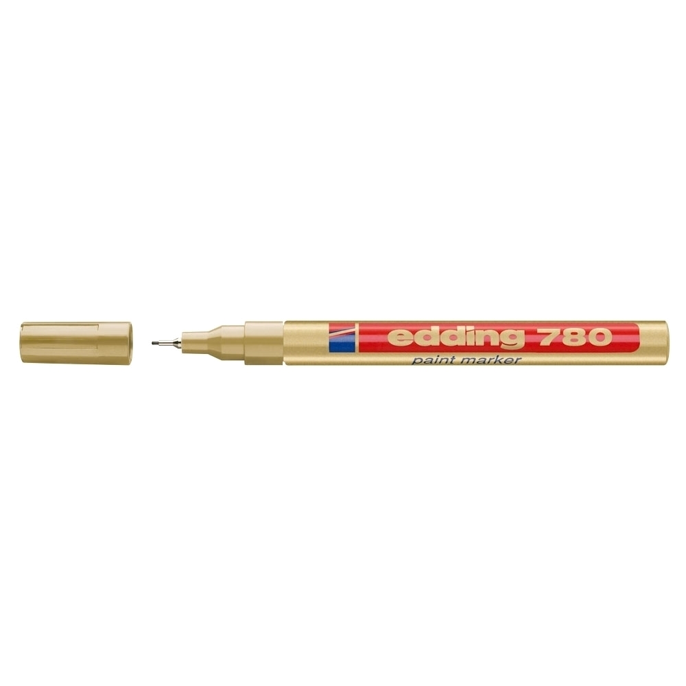 Marker permanent  Edding 780  cu vopsea  corp aluminiu  varf rotund  0.8 mm  auriu