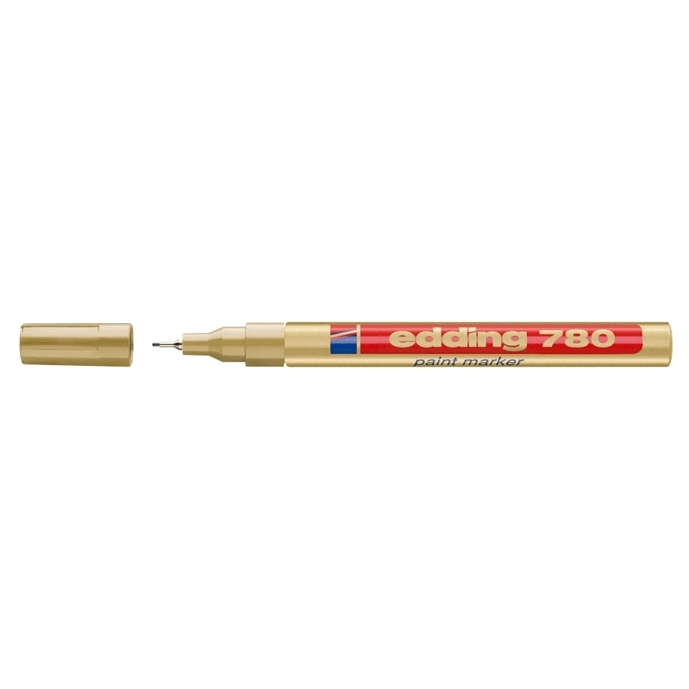 Marker permanent Edding 780 cu vopsea corp aluminiu varf rotund 0.8 mm auriu