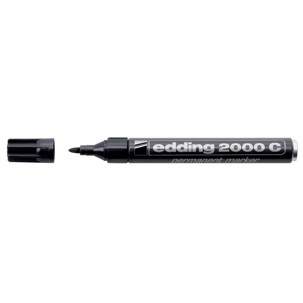 Marker permanent Edding 2000C  corp metalic  varf rotund  1.5-3 mm  negru