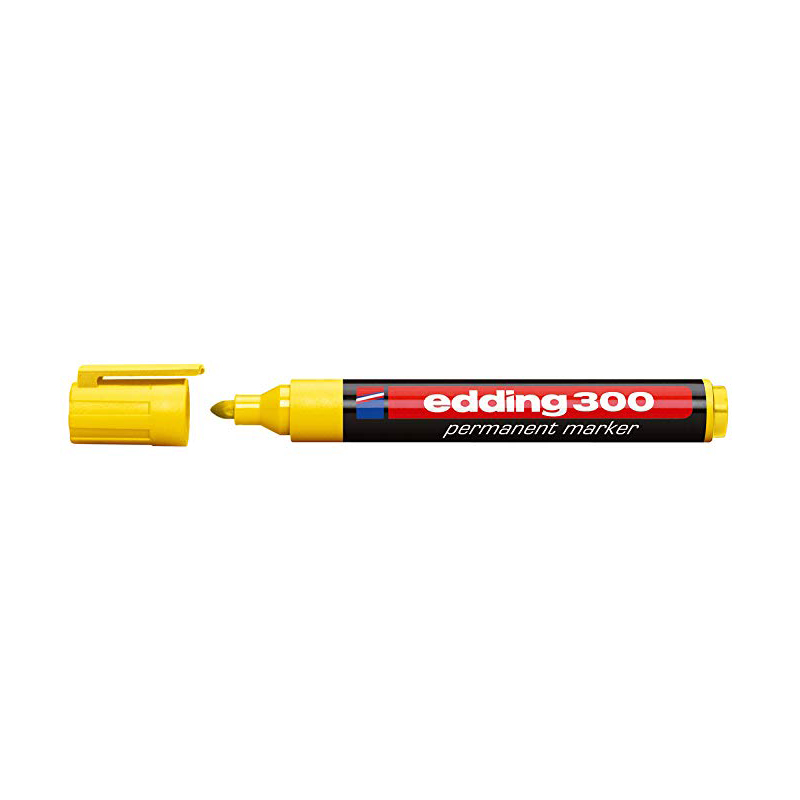 Marker permanent Edding 300  corp plastic  varf rotund  1.5-3 mm  galben