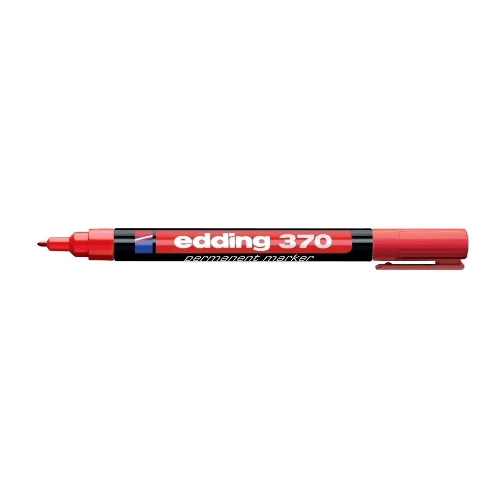 Marker permanent Edding 370  corp plastic  varf rotund  1 mm  rosu