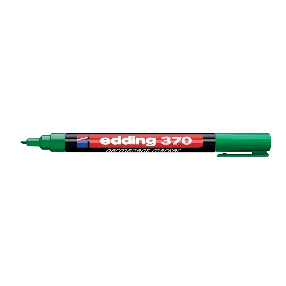 Marker permanent Edding 370  corp plastic  varf rotund  1 mm  verde