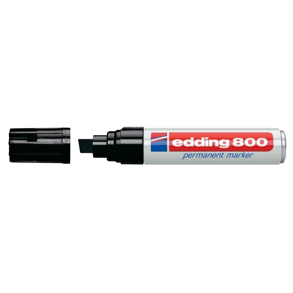 Marker permanent Edding 800  corp aluminiu  varf retezat  4-12 mm  negru