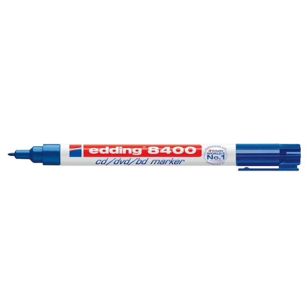 Marker permanent Edding 8400  pentru CD/DVD/BD  corp plastic  varf rotund  0.75 mm  albastru