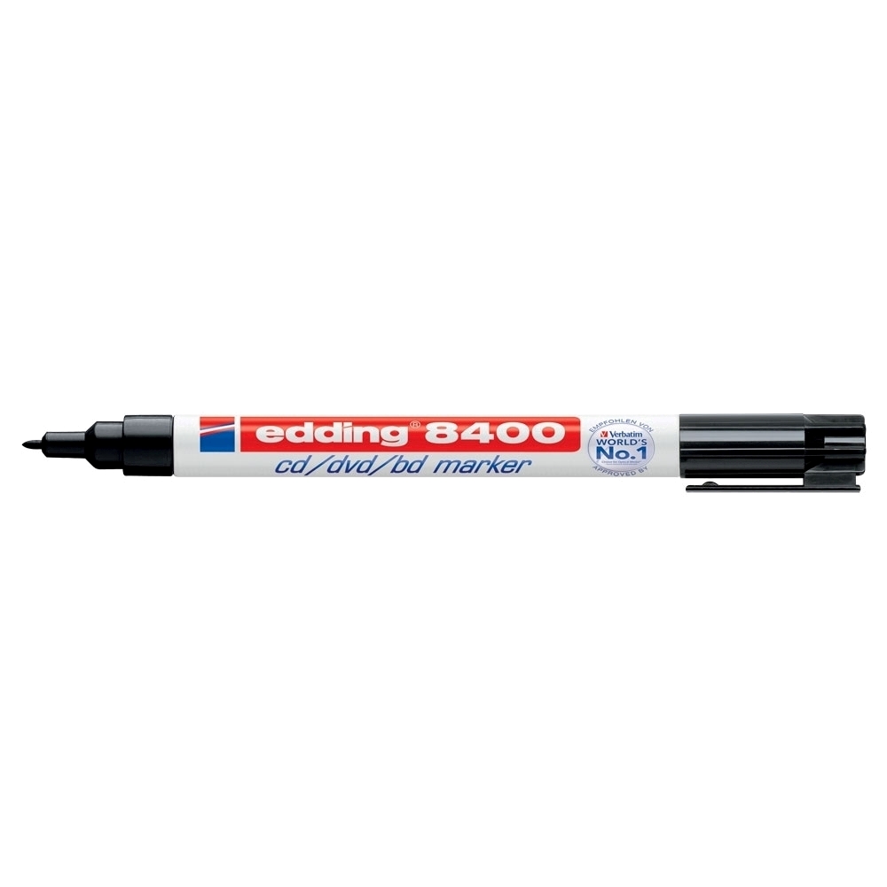 Marker permanent Edding 8400  pentru CD/DVD/BD  corp plastic  varf rotund  0.75 mm  negru