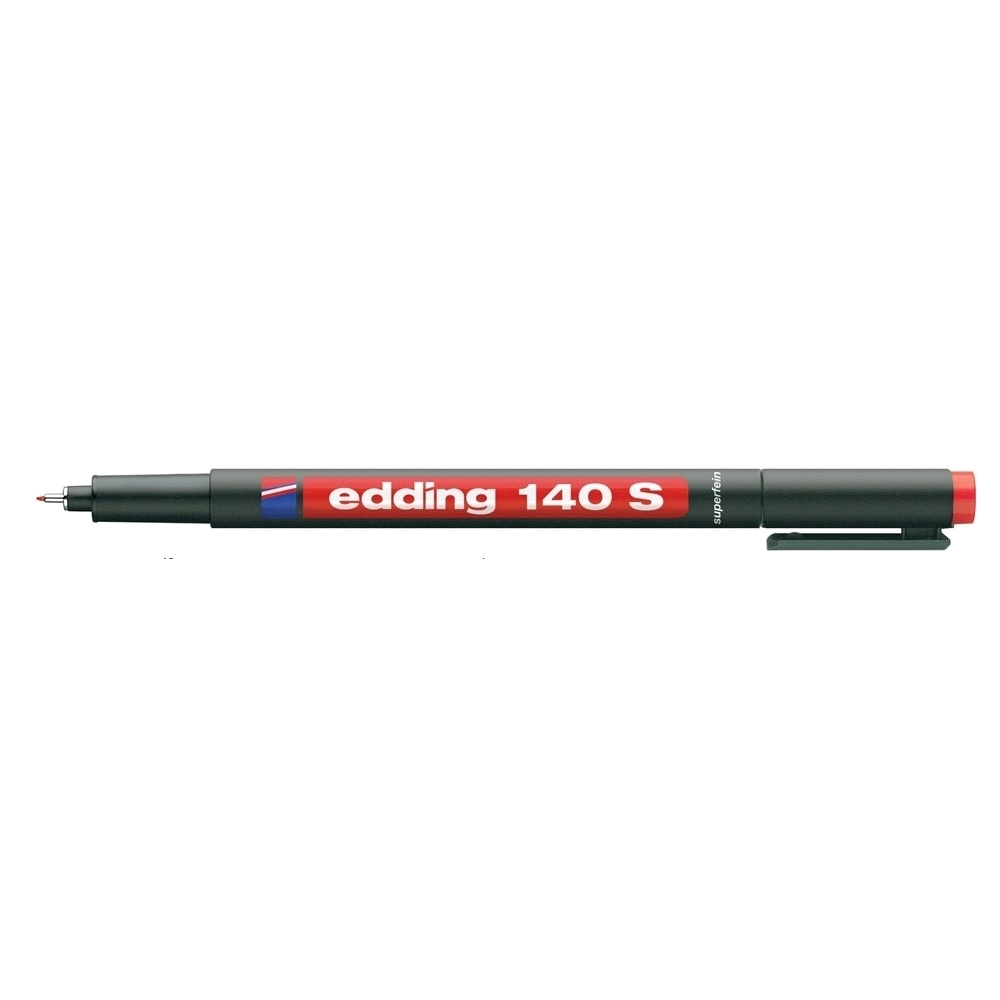 Marker permanent Edding OHP 140S  corp plastic  varf rotund  0.3 mm  rosu