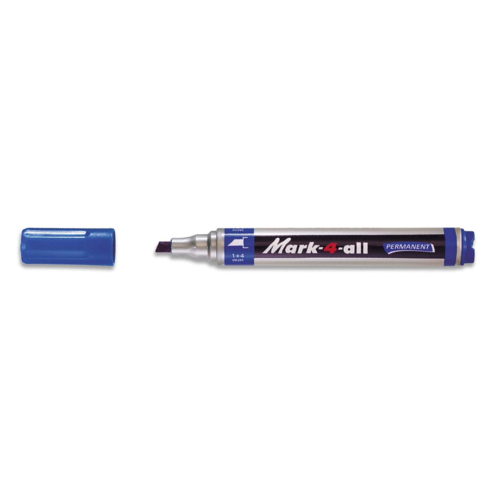 Marker permanent Stabilo Mark-4-All  corp plastic  varf retezat  1-4 mm  albastru