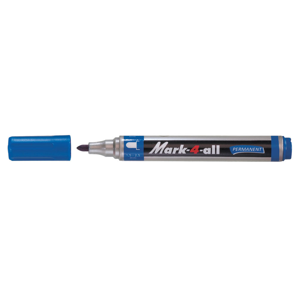Marker permanent stabilo mark-4-all corp plastic varf rotund 1.5-2.5 mm albastru