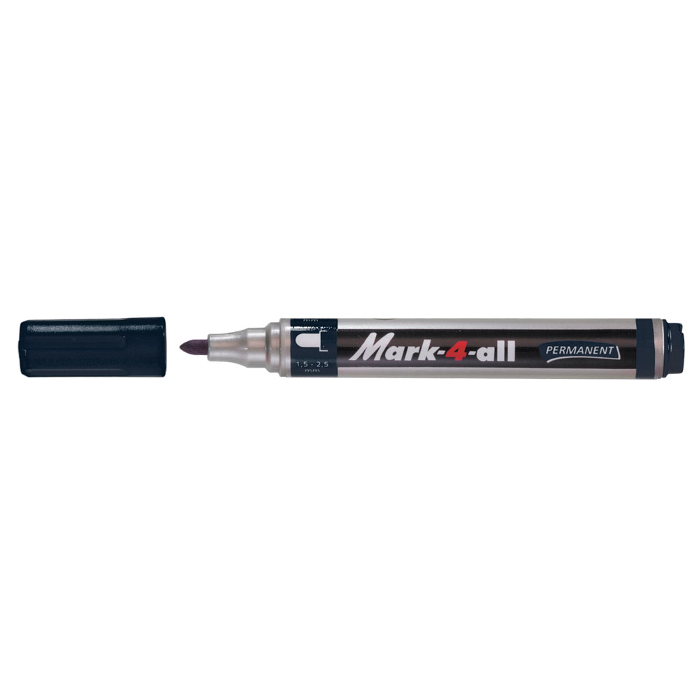 Marker permanent Stabilo Mark-4-All  corp plastic  varf rotund  1.5-2.5 mm  negru