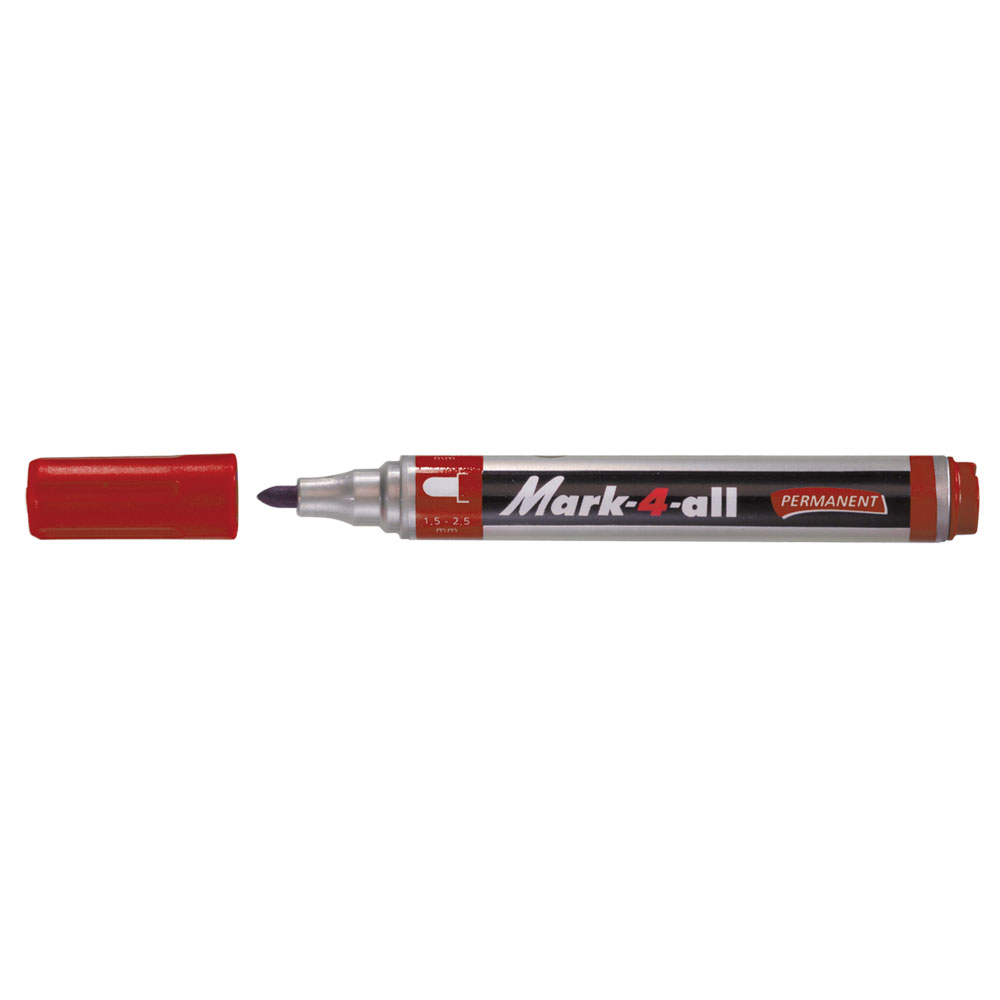 Marker permanent stabilo mark-4-all corp plastic varf rotund 1.5-2.5 mm rosu