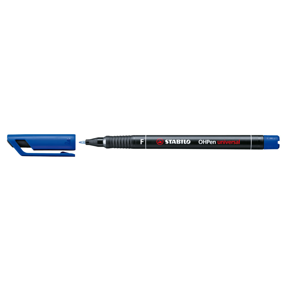Marker permanent Stabilo Universal OHP 842  corp plastic  varf rotund  0.7 mm  albastru