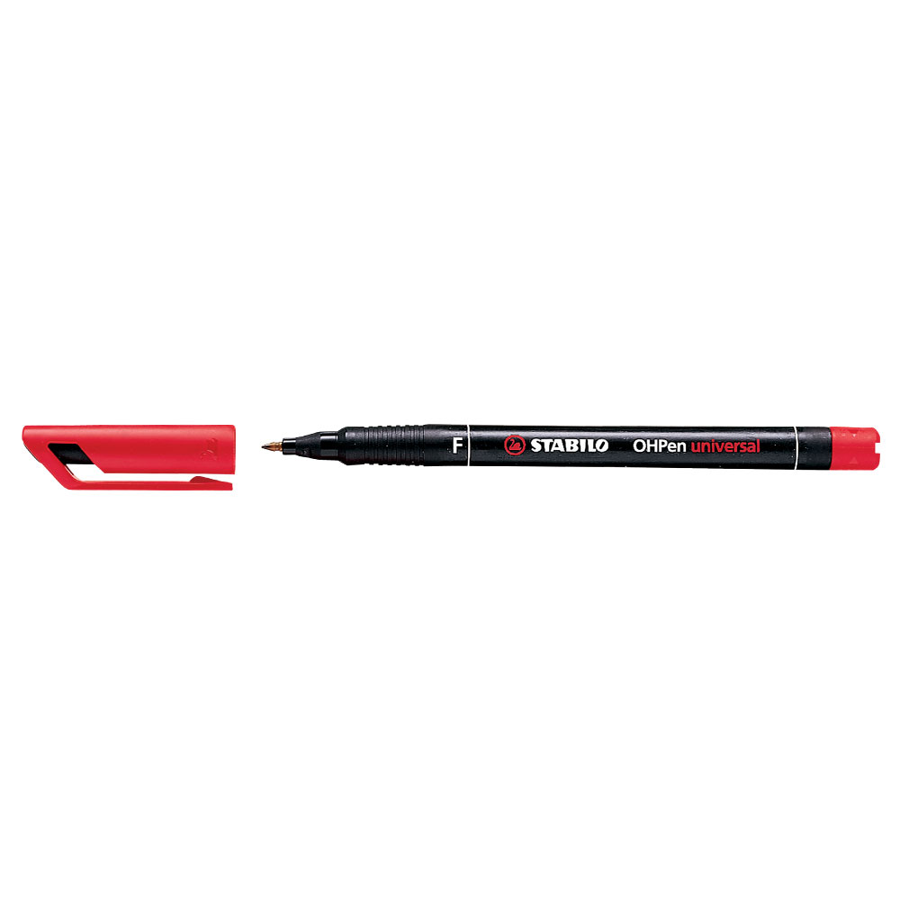 Marker permanent  Stabilo Universal OHP 842  corp plastic  varf rotund  0.7 mm  rosu