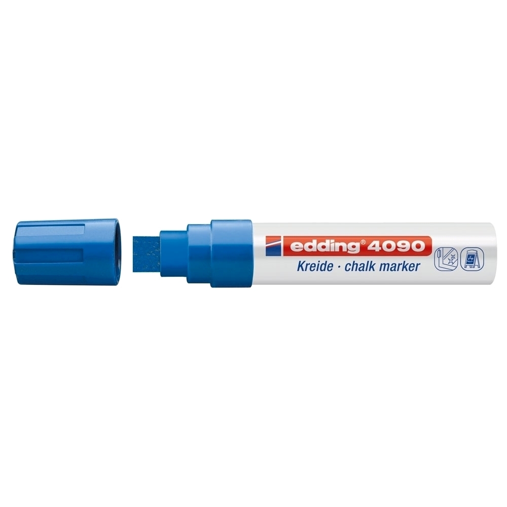 Marker pentru sticla Edding 4090 creta lichida pe baza de apa varf retezat 4-15 mm albastru