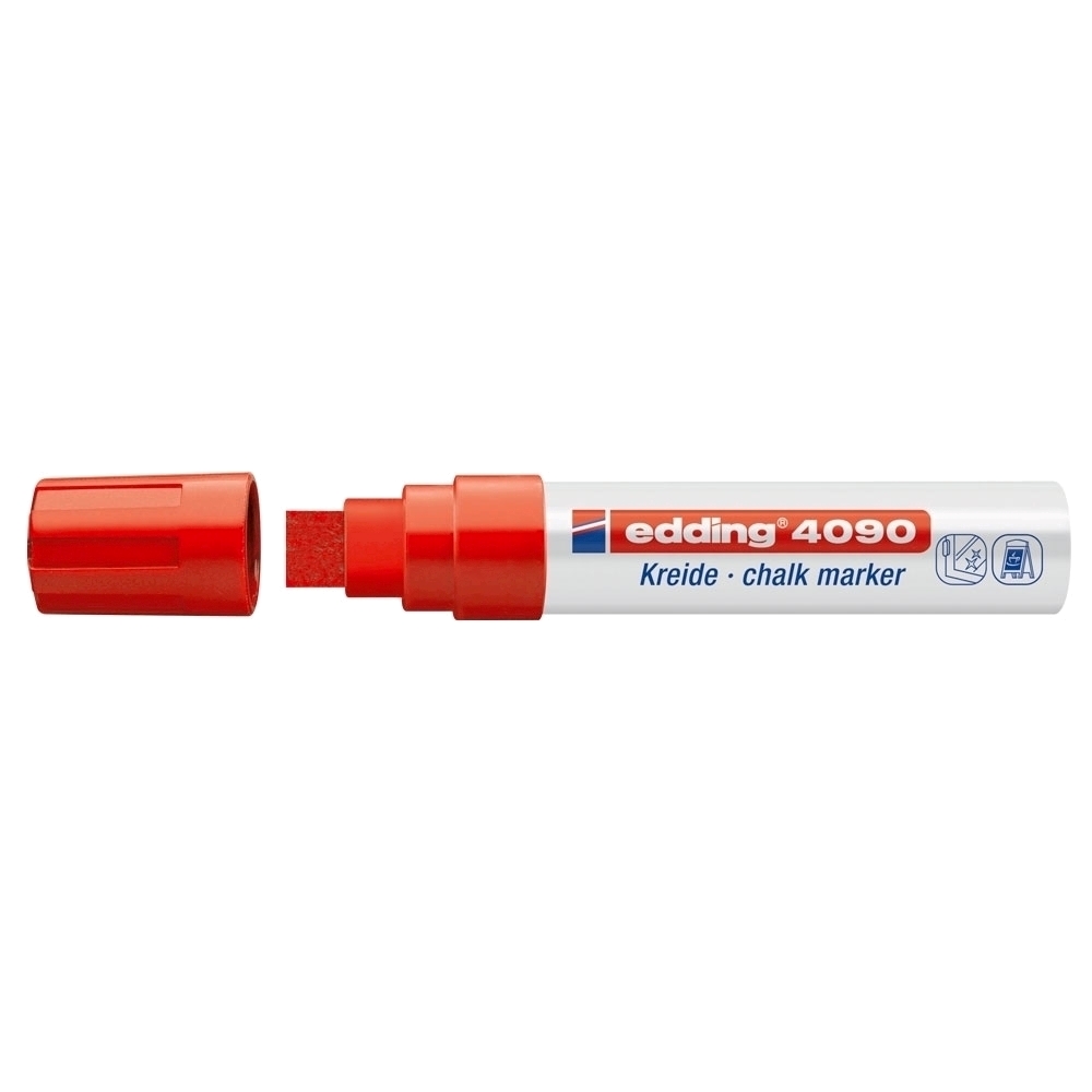 Marker pentru sticla Edding 4090 creta lichida pe baza de apa varf retezat 4-15 mm rosu