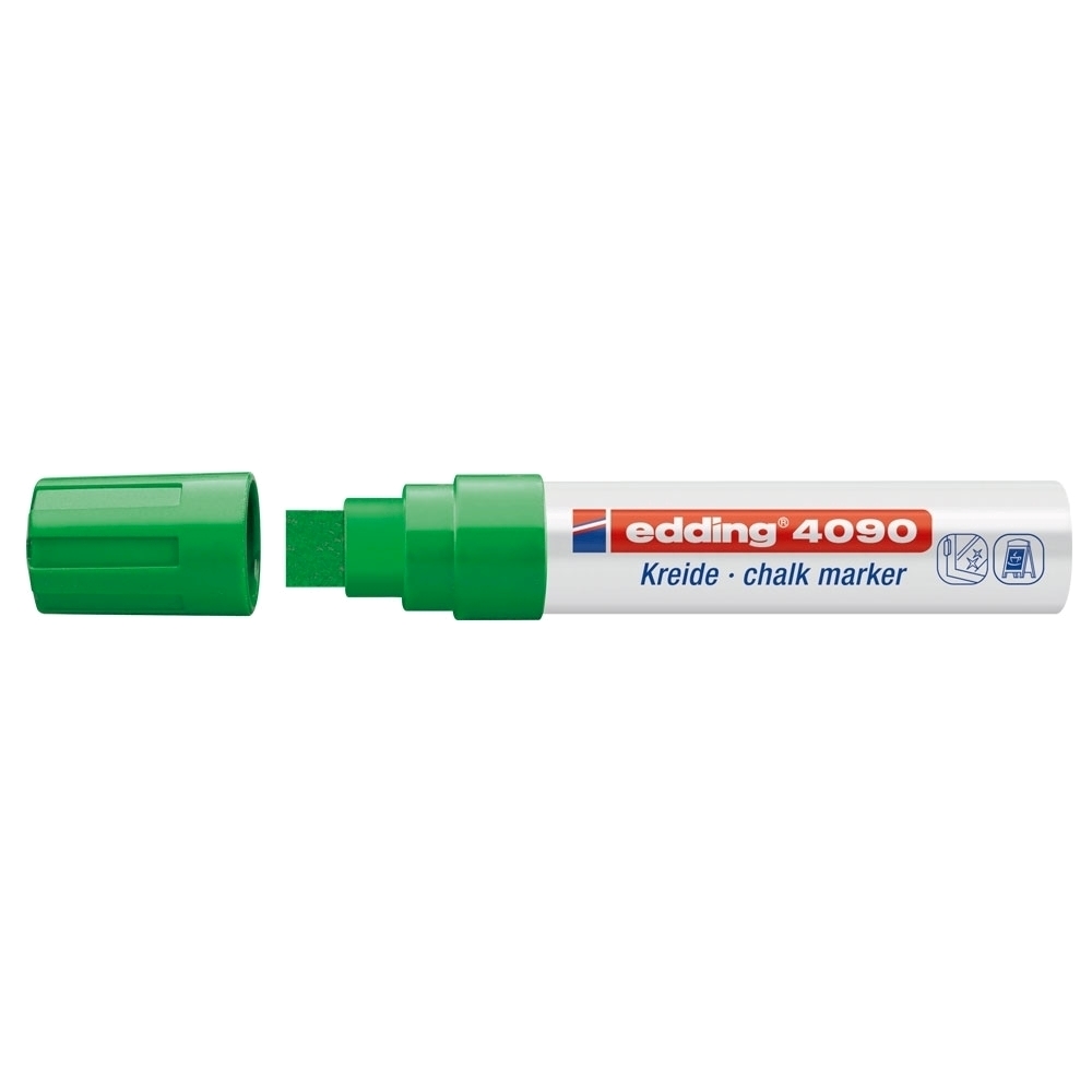 Marker pentru sticla Edding 4090  creta lichida pe baza de apa  varf retezat  4-15 mm  verde