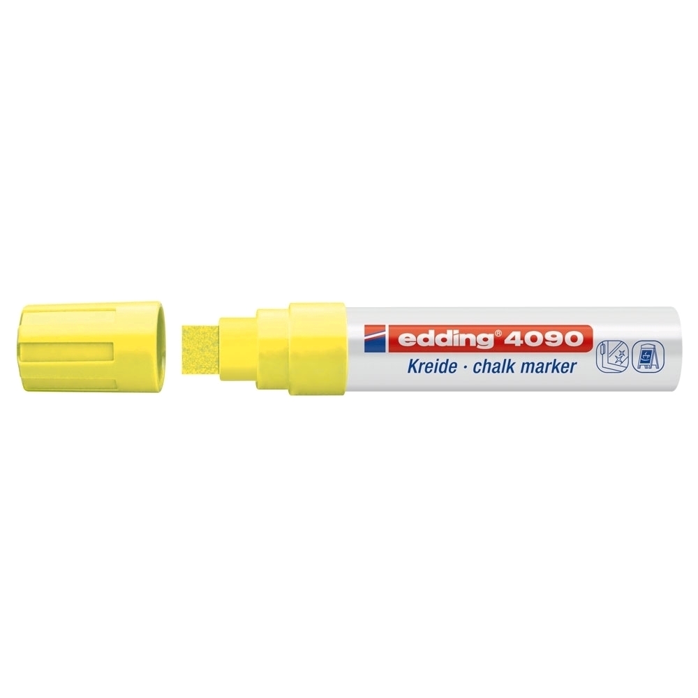Marker pentru sticla Edding 4090  creta lichida pe baza de apa varf retezat  4-15 mm  galben