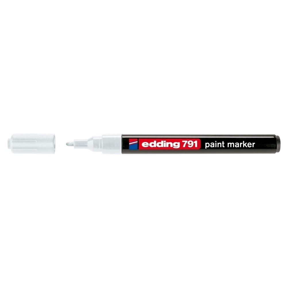 Marker permanent Edding 791  cu vopsea  corp plastic  varf rotund   1-2 mm  alb
