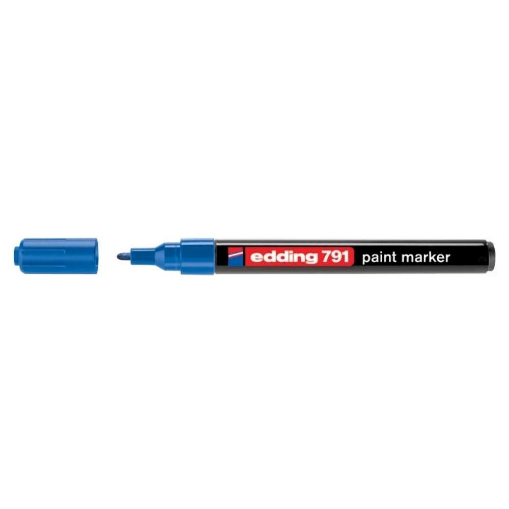 Marker permanent Edding 791  cu vopsea  corp plastic  varf rotund  1-2 mm  albastru