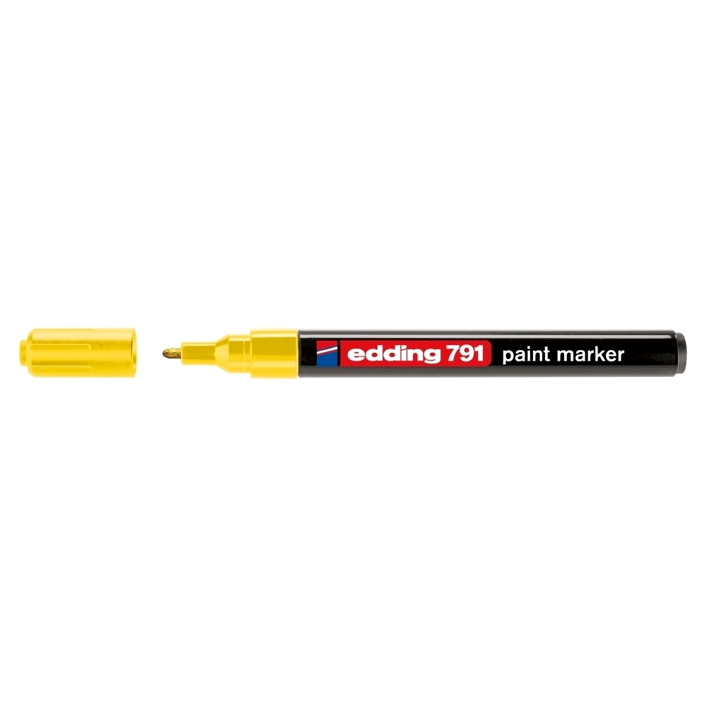 Marker permanent Edding 791  cu vopsea  corp plastic  varf rotund   1-2 mm  galben