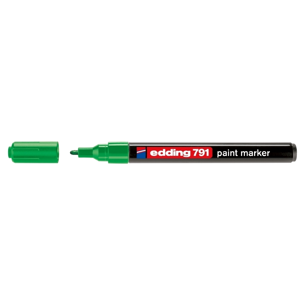 Marker permanent Edding 791  cu vopsea  corp plastic  varf rotund  1-2 mm  verde