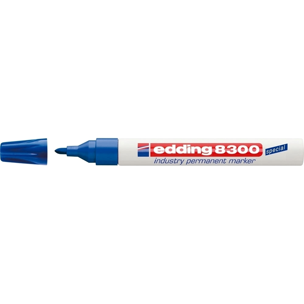 Marker permanent Edding 8300 Industrial corp metalic varf rotund 1.5-3 mm albastru Edding