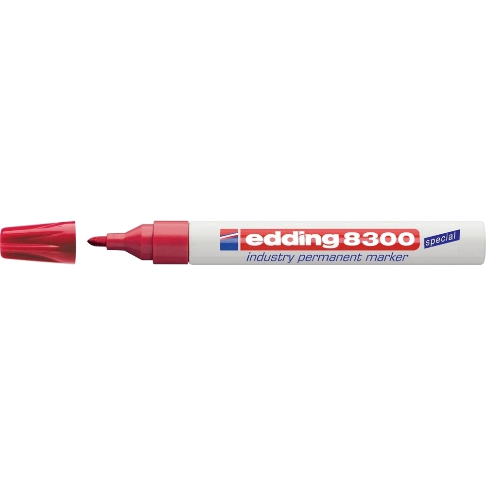 Marker permanent Edding 8300 Industrial corp metalic varf rotund 1.5-3 mm rosu Edding