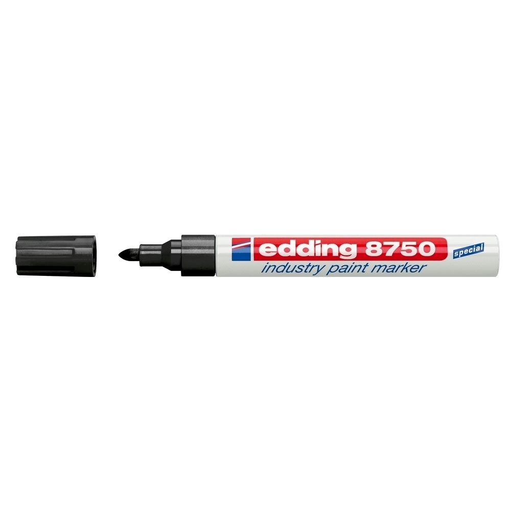 Marker permanent Edding 8750 cu vopsea corp aluminiu varf rotund 2-4 mm negru