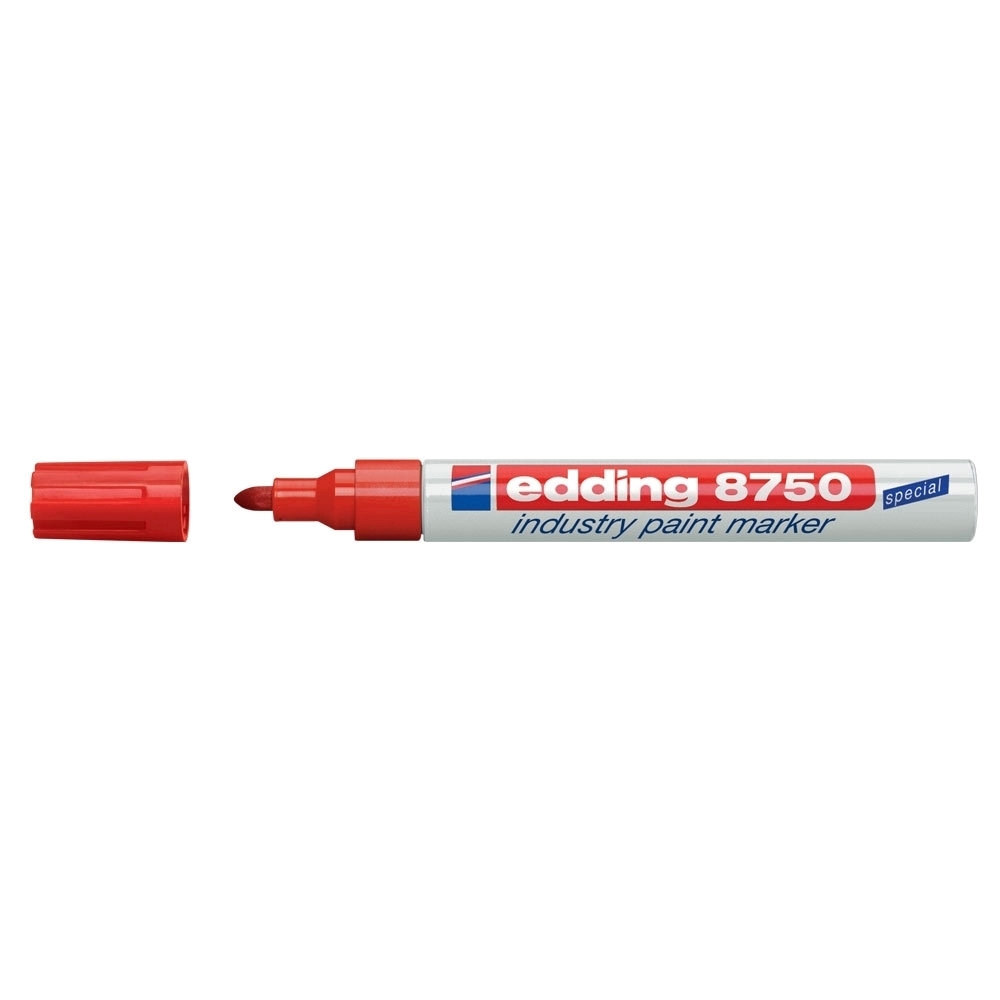 Marker permanent Edding 8750 cu vopsea corp aluminiu varf rotund 2-4 mm rosu Edding imagine model 2022