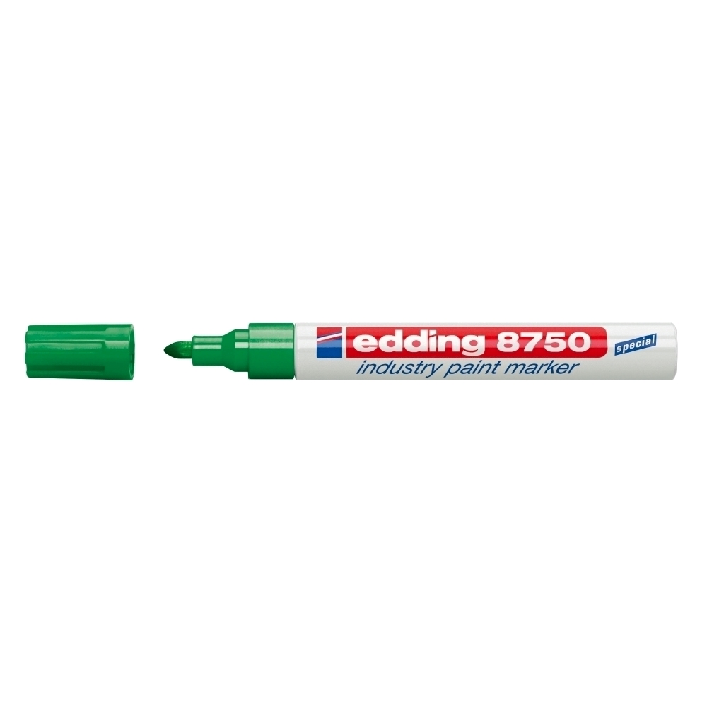 Marker permanent Edding 8750  cu vopsea  corp aluminiu  varf rotund  2-4 mm  verde
