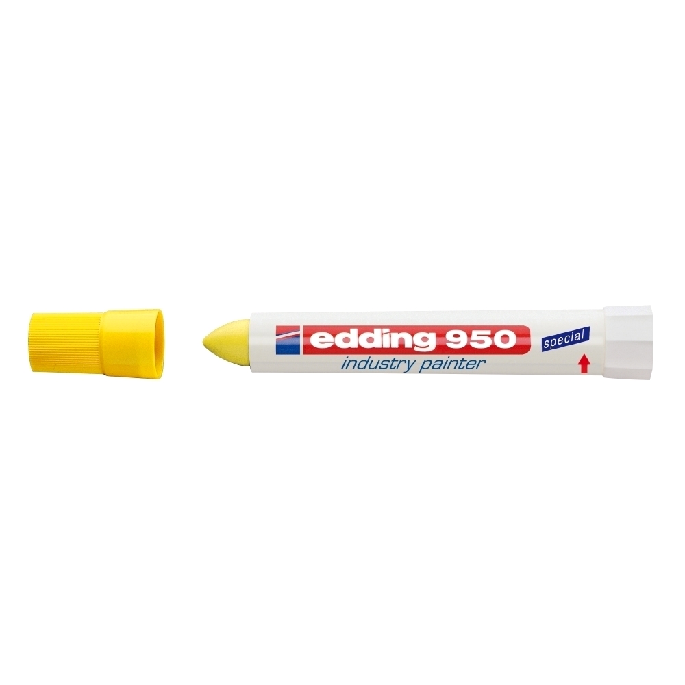 Marker permanent Edding 950 Industrial  corp plastic  varf rotund  10mm  galben