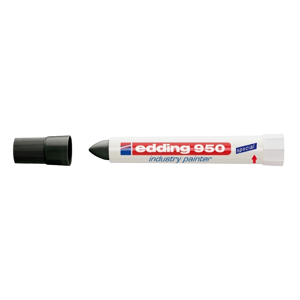 Marker permanent Edding 950 Industrial  corp plastic  varf rotund  10mm  negru