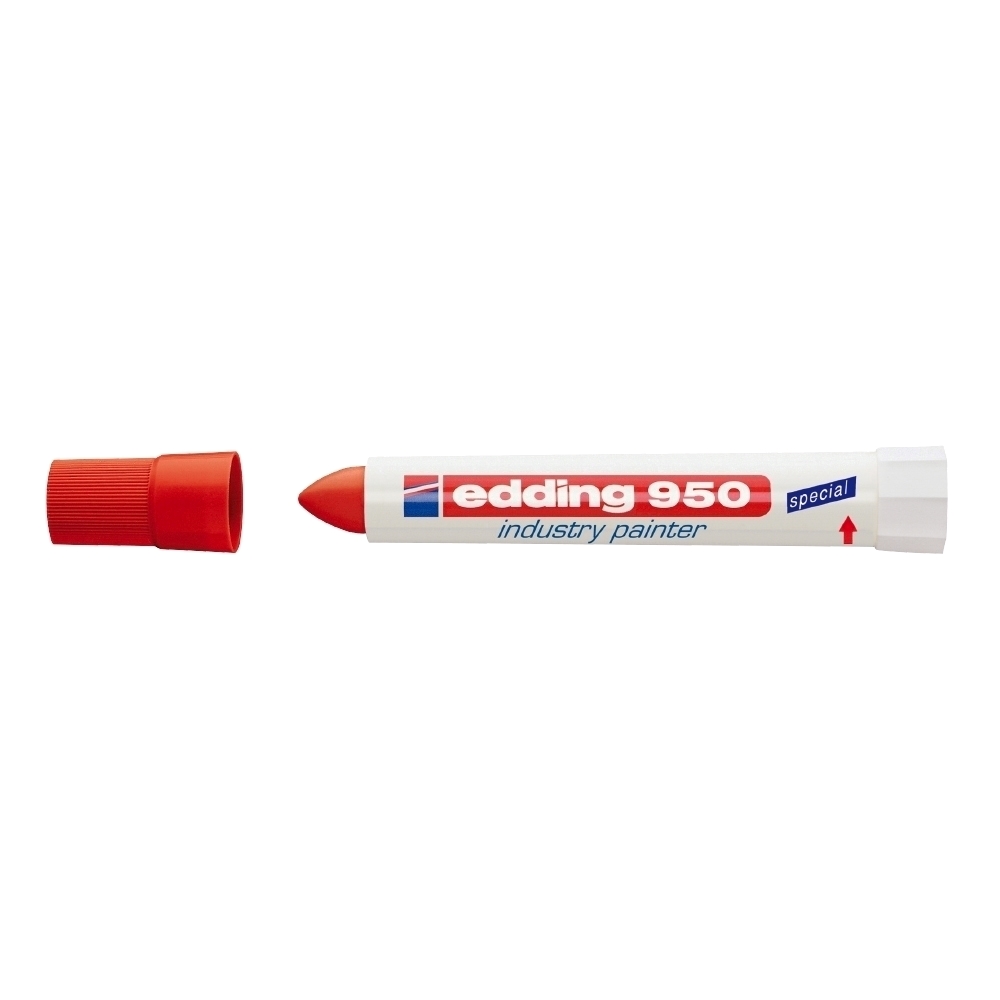 Marker permanent Edding 950 Industrial corp plastic varf rotund 10mm rosu Edding imagine 2022 depozituldepapetarie.ro