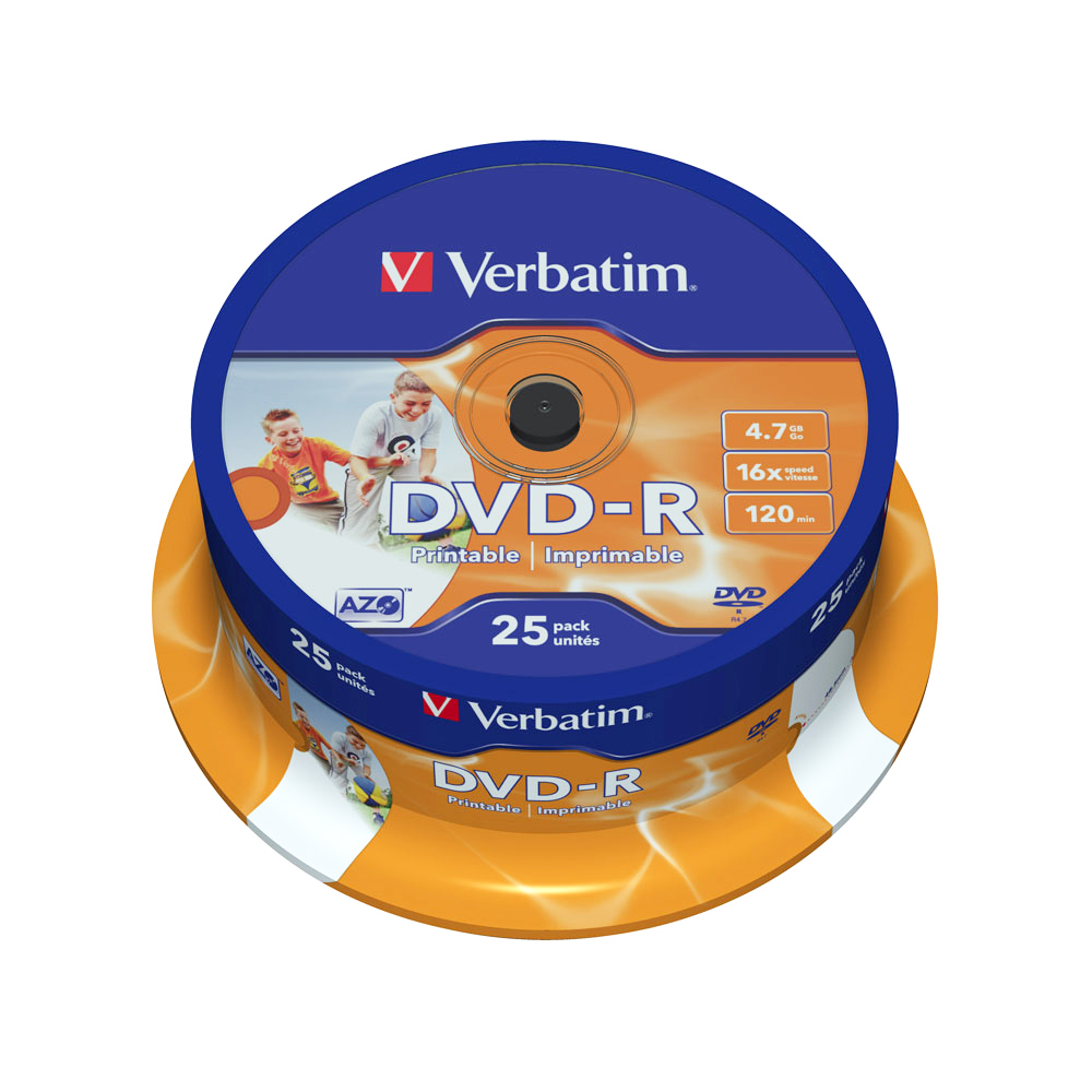 DVD-R printabil Verbatim 16x 4.7 GB 25 bucati/cake sanito.ro