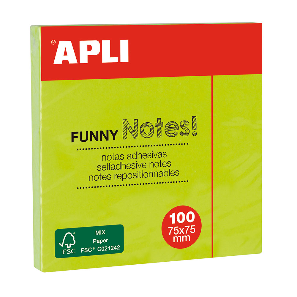 Notite adezive Apli 75 x 75 mm verde 100 file Apli