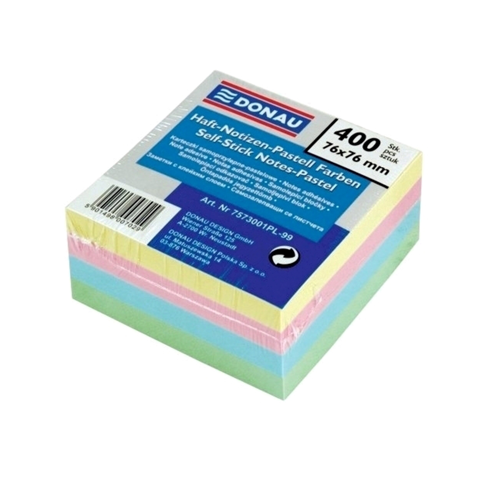 Notite adezive  Donau  76 x 76 mm  multicolor  400 file