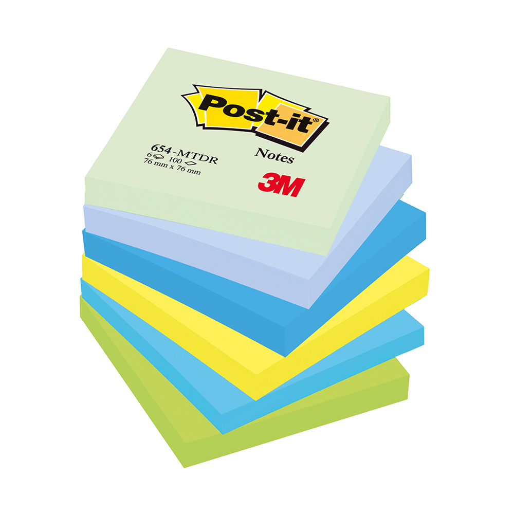 Notite adezive Post-it 76 x 76 mm 100 file 6 bucati/set neon verde albastru galben Post-it imagine 2022 caserolepolistiren.ro