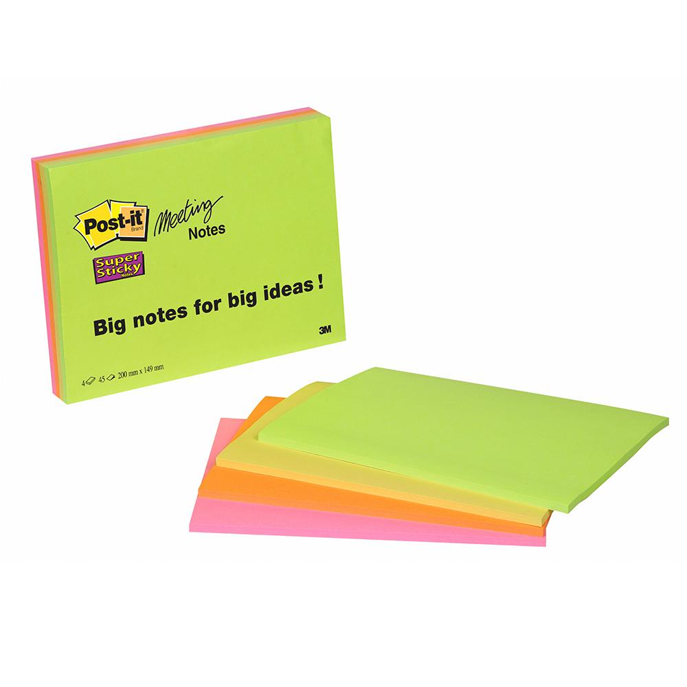 Notite adezive Post-it Super Sticky 203x153 mm 45 file/bucata 4 bucati/um