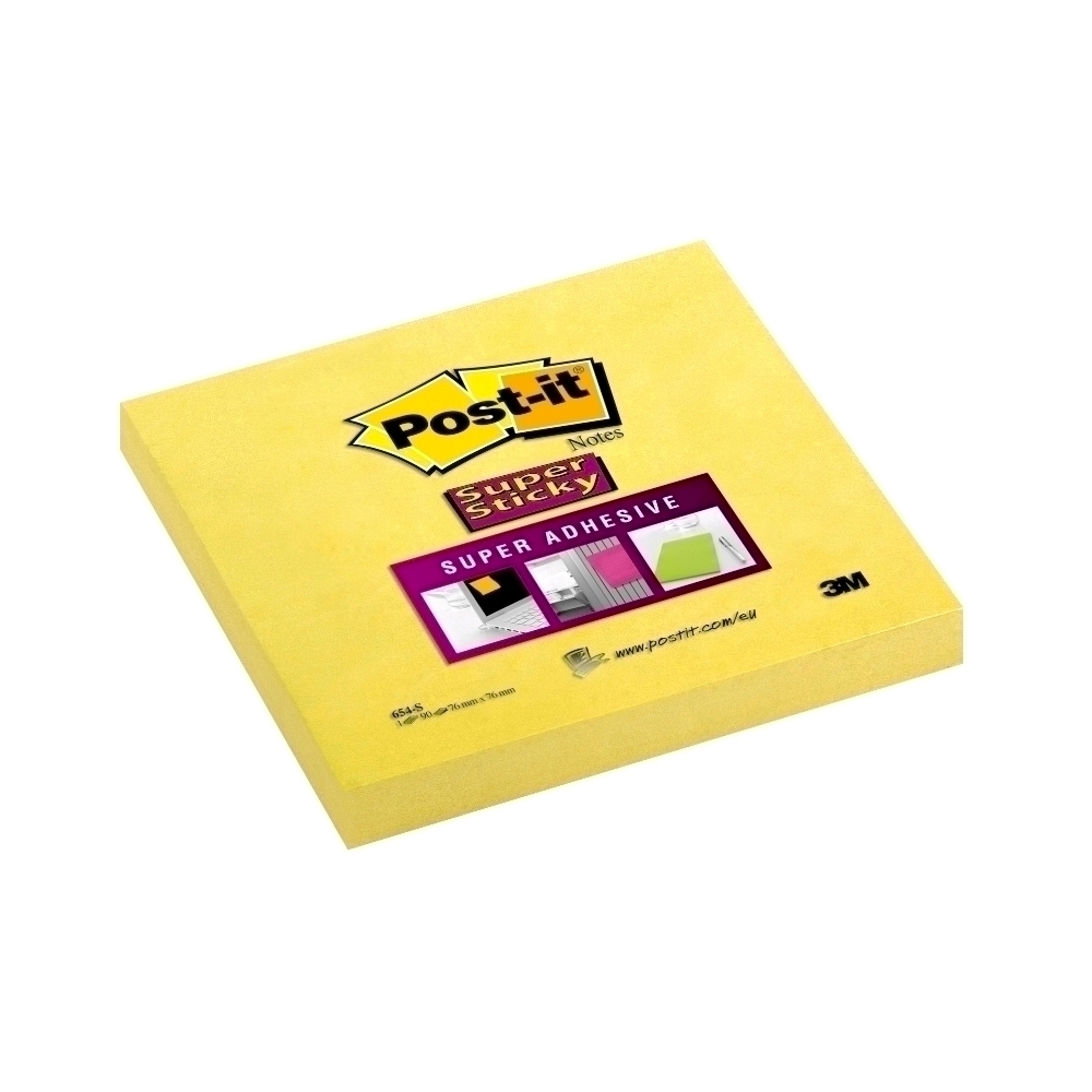 Notite adezive Post-it Super Sticky 76 x 76 mm galben 90 file