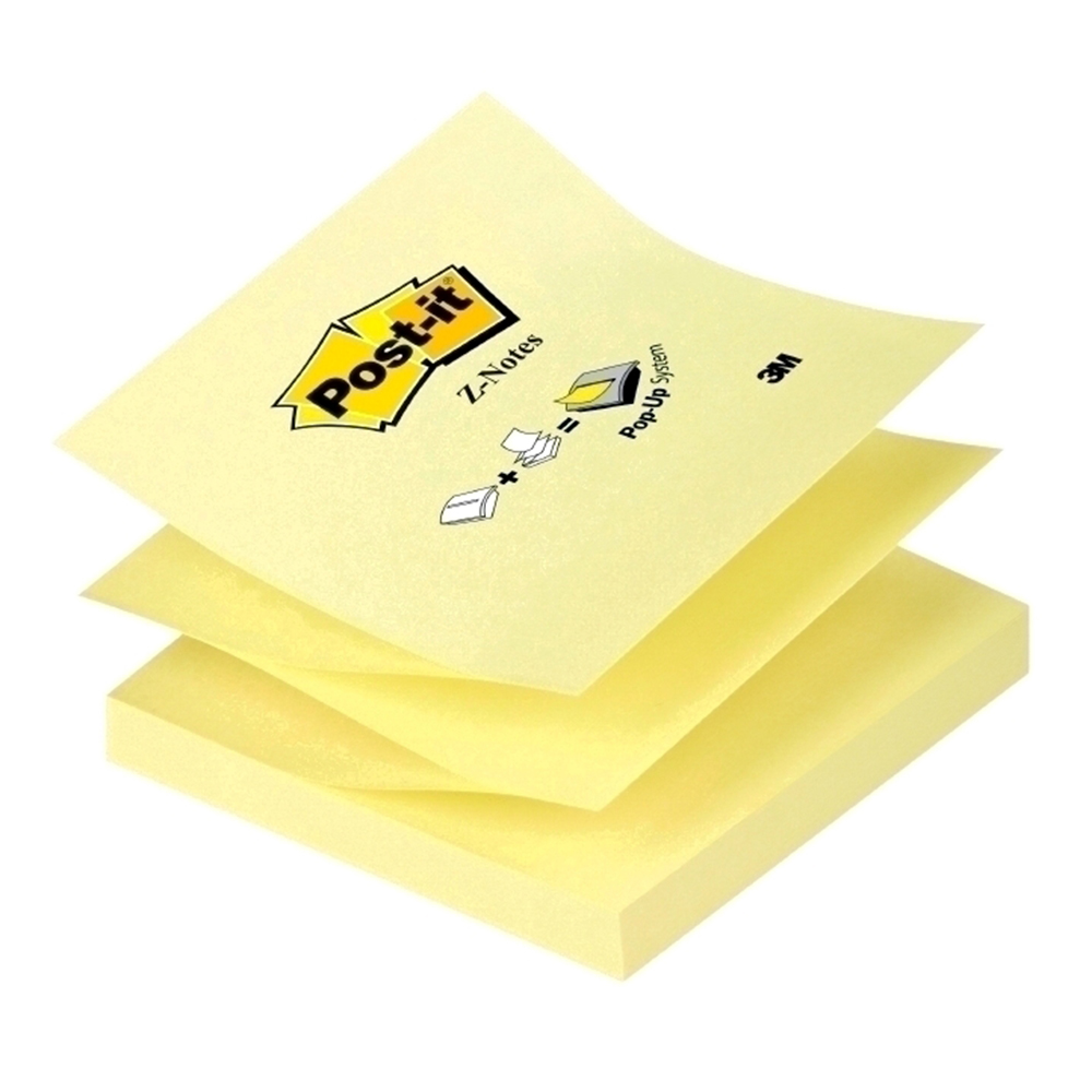 Notite adezive Post-it Z-notes galben neon 76 x76 mm 100 file Post-it imagine 2022 depozituldepapetarie.ro