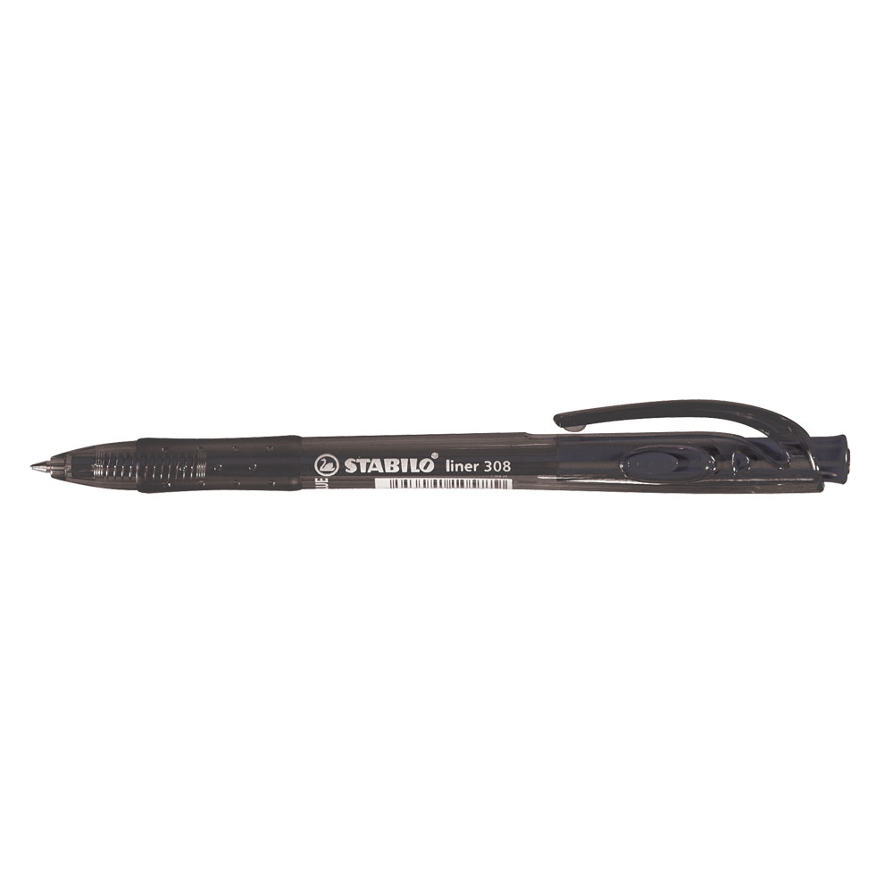 Pix cu mecanism stabilo liner 308 0.38 mm plastic negru 10 bucati/cutie