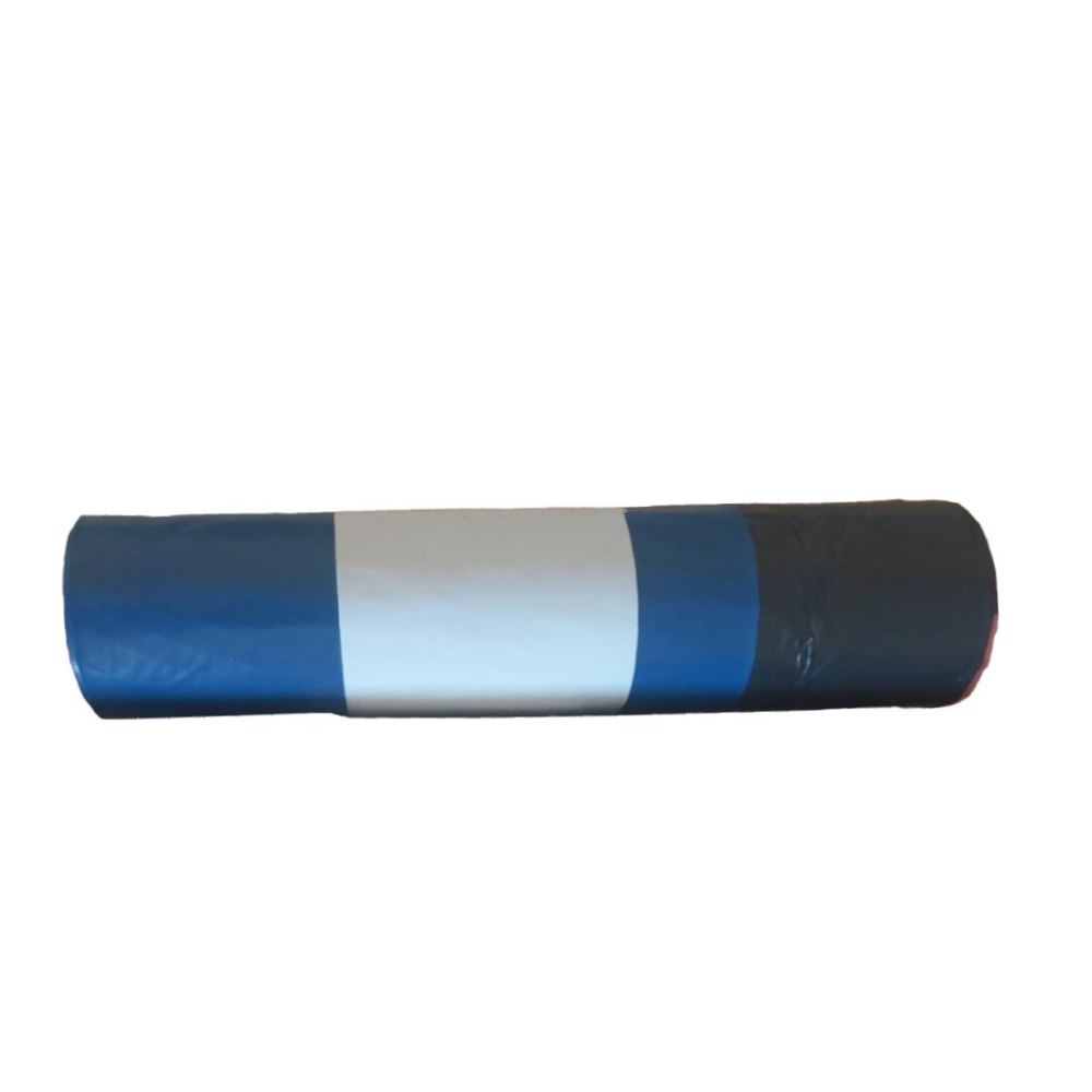 Saci menajeri cu snur LDPE  60 l  negru/albastru  30 microni  10 bucati/rola
