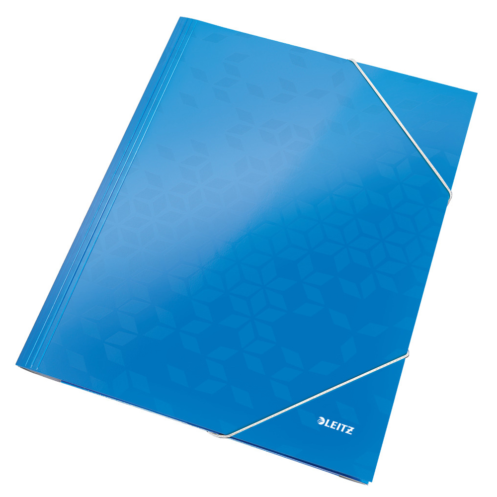 Mapa cu elastic Leitz WOW carton laminat A4 250 coli albastru