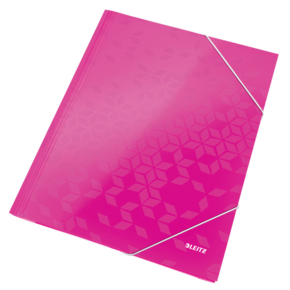 Mapa cu elastic Leitz WOW  carton laminat  A4  250 coli  roz
