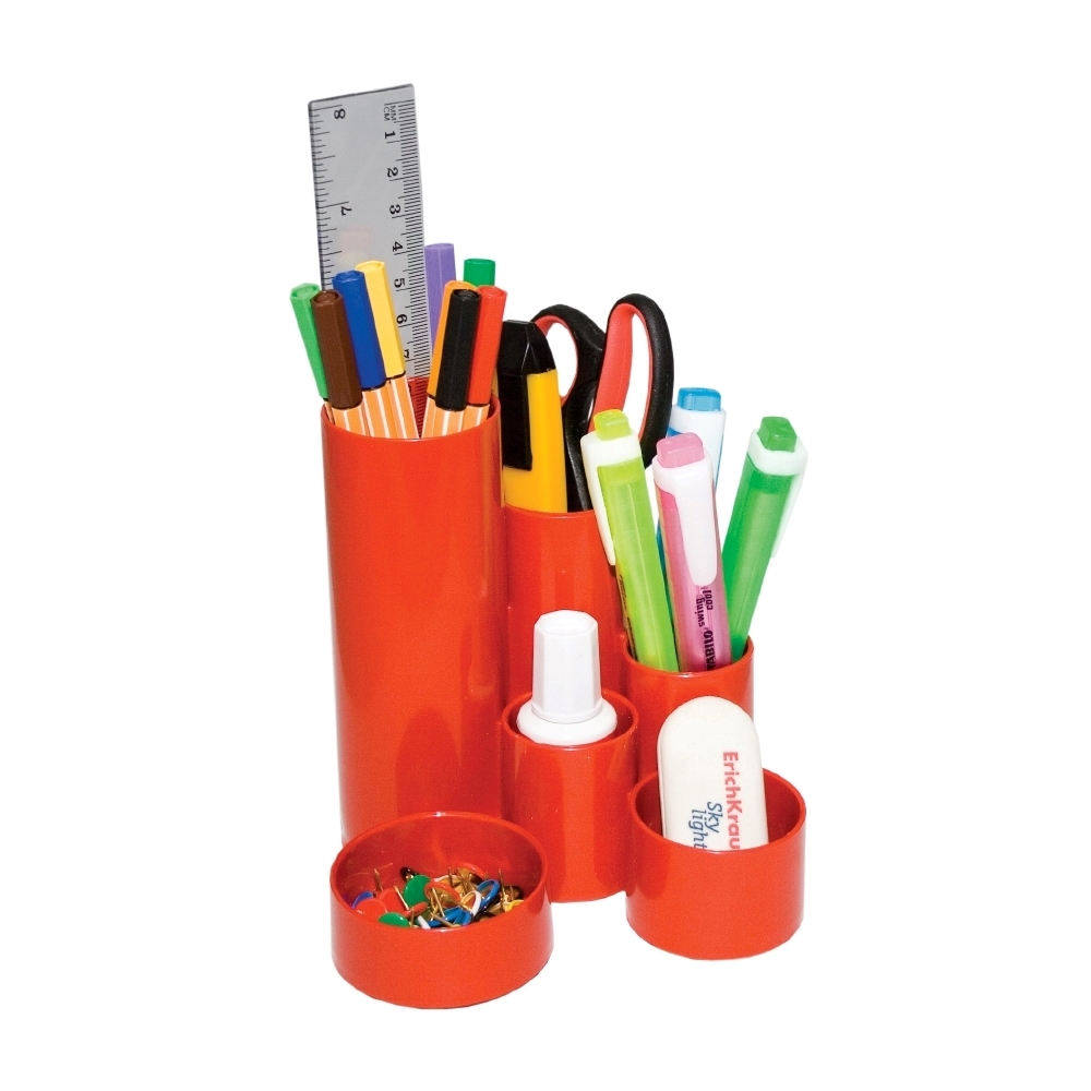 Suport pentru accesorii de birou flaro 4 compartimente neechipat rosu