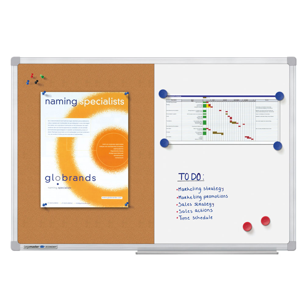 Tabla Combiboard Legamaster Economy rama aluminiu 90 x 120 cm Legamaster imagine 2022 depozituldepapetarie.ro