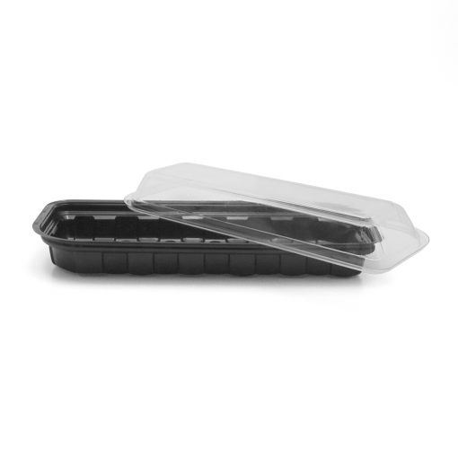 Set 50 bucati  Caserole 500 cc dreptunghi negre cu Capac transparent