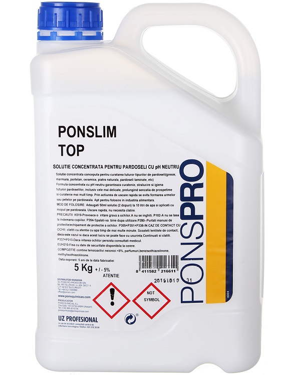 Ponslim top-detergent profesional conentrat pentru uz universal asevi 5l