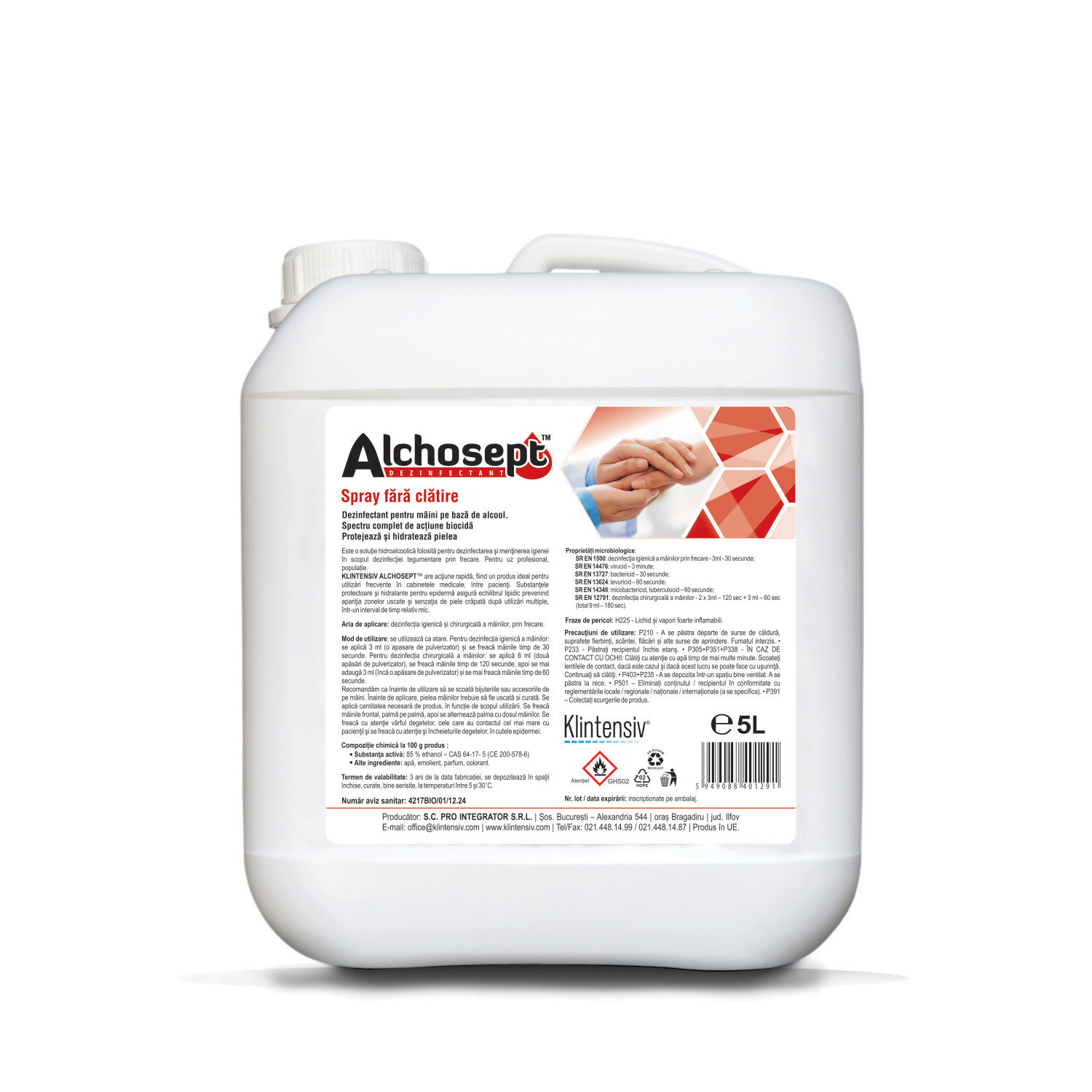 Alchosept 5 l dezinfectant de maini si tegumente pe baza de alcool 85%