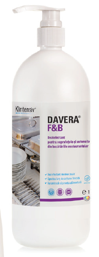 DAVERA F&B 1L – Dezinfectant pentru suprafete RTU pentru restaurante cantine si alte locuri publice de servire a mancarii Klintensiv imagine 2022 depozituldepapetarie.ro